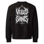Oversized black gothic sweatshirt with Veiled Saints wordmark back print