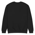 Back view of a black crewneck sweatshirt, plain with no print