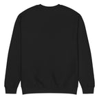 Back view of a black crewneck sweatshirt, plain with no print